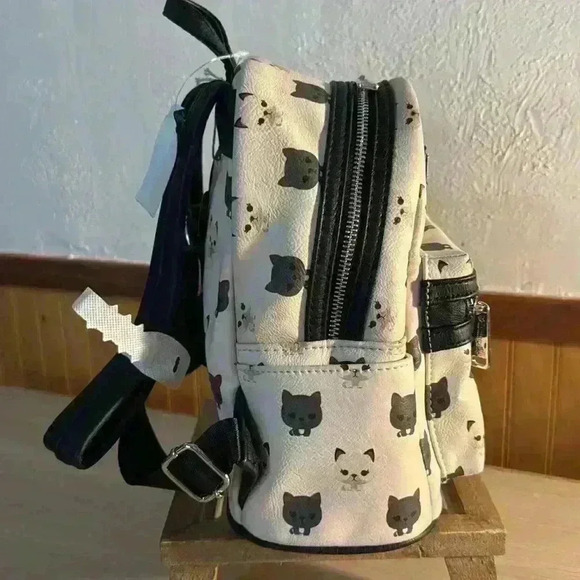 Loungefly Cat Print Faux Leather Mini Backpack/Purse. - Picture 2 of 5